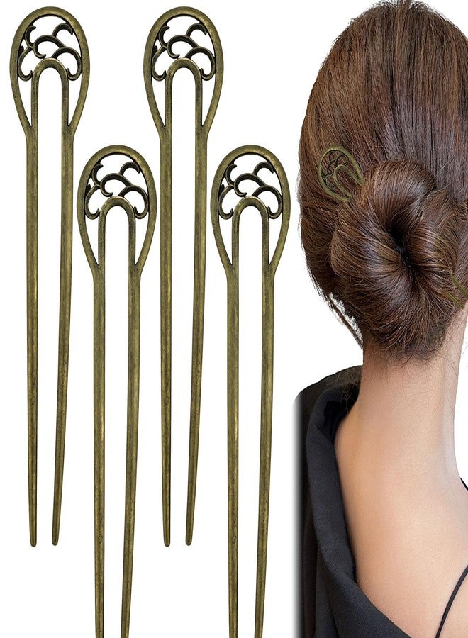 Arvintas 4 PACK Metal U Shaped Hairpin, French Hair Pins, Vintage Hair Sticks Hair Fork Pins Hair Accessories for Women and Girls Hairstyles - Image 1